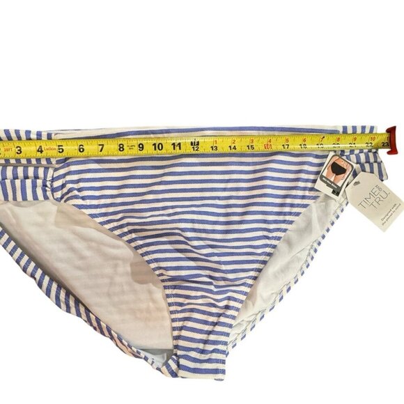 TIME & TRU Mid-Rise‎ Swimsuit Bottoms 3X (24W-26W) Blue Stripe Strappy Sides NEW - Picture 9 of 10